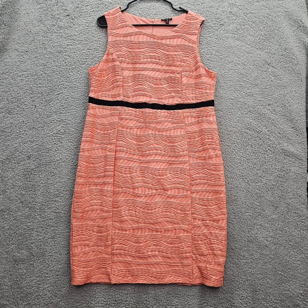 Sami & Jo Plus Peach Textured Sleeveless Dress With Black Waist Detail Size 2X